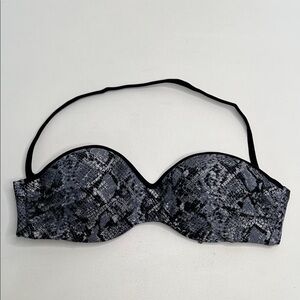 NWOT Daniela Corte snake print bikini top bandeau removable neck strap Large